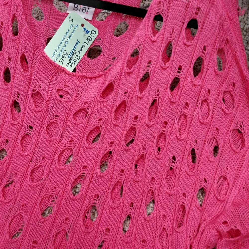 3615 Size Small Oversize BiBi Pink Long Sleeve Sweater. NWT. - Picture 3 of 6
